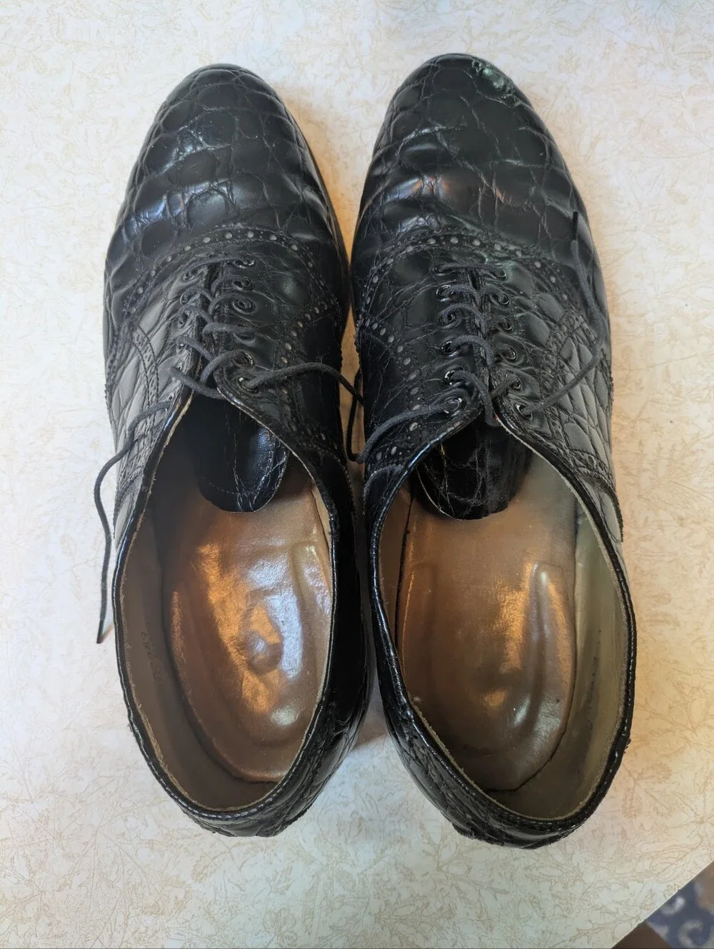 Mens Genuine Alligator Wingtip Dress Shoes Premium Goodyear Welted Oxfords S:11D